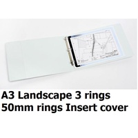 Insert Binder A3 3/50/D Landscape 50mm 3D rings White Marbig 5525008 400 PAGES