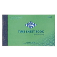 Time Sheet Book Zions 30AB Shop Employees  125mm x 205mm