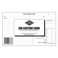 8x5 Job Costing Card Zions JCC - pack 250 The cards allow for detailed recording of labour and materials #Z-JCC