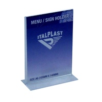Stand Up Sign Holder Portrait A6 Italplast I563 Clear Double Sided