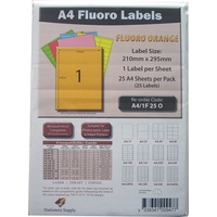 Labels  1up Laser Inkjet Copier Fluoro Orange 1 Per Sheet Stationers Supply Pack 25