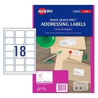 Labels 18up Laser L7161 White Avery 952001 box 20 