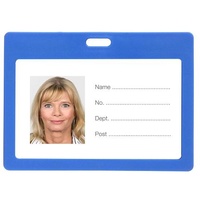 Card Holder ID Plastic Landscape Blue Pack 6 Rexel 9901101 90x55mm pouch