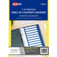 Dividers Numerical A4 1-10 Avery 85810 Blue Tabs Polyprop 