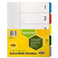 Dividers A4  5 Tab PP Extra Wide Dividers 36100 Multicolour Marbig   set 5 