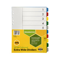 Dividers A4 PP 10 Tab Extra Wide Multi colour Marbig 36200 - set (10) 