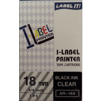 Labeller tape Casio 18mm Black on Clear XR18X - each 
