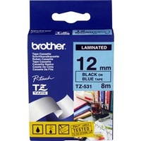 Brother TZe531 12x8m Laminated Black on Blue TZ-531 P-Touch - each 