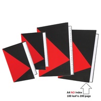 Notebook A4 Hard Cover 100 leaf Red & Black PLAIN Cumberland