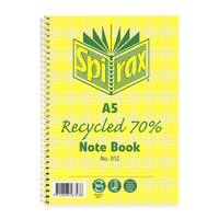 Notebook A5 Spiral 120 Page 70% Recycled Spirax 812 - pack 5 #56802