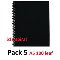 Notebook 225x175mm Hardcover pack 5 Black Spirax 511 56511BK