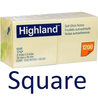 Post It Note  75x 75 x12 6549 Highland Yellow square ones 3M #70005019891