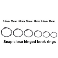 Book rings Snap close Hinged 19mm box 100 #37739