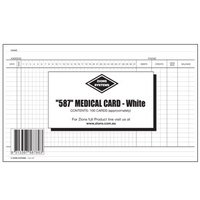 Medical System Card Zions 587 White 8x5 125mm x 200mm 587W