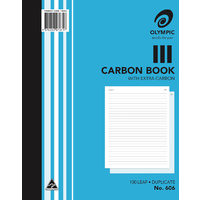 Plain Carbon Book 250x200mm Ruled 100 Leaf Olympic 606 Duplicate Each 140853