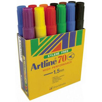 Marker Artline  70 Asst Box 12 Bullet Point Permanent Fine 1.5mm 107041 (eight colours per pack)