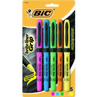 Highlighter Bic Brite Liner Grip Assorted Pack 5 31257 #9522531