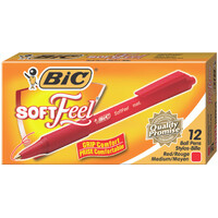 Pen Bic Soft Feel Retractable BallPoint Medium Red Bic 91437 - box 12 #953931