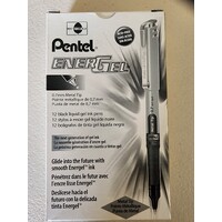 Pen Pentel Energel 0.7mm Steel Tip BL17A Black Box 12 BL17-A