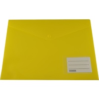 Document Wallet A4 Plastic With Button Osmer Yellow A4W07N