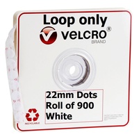 Velcro Dots Loop Only 22mm White Roll 900 V28806 45338