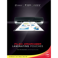 Laminating Pouch  A4 125 micron with 11 punched holes pack 100 Filex BL125MA4FILEX == Sydney Only