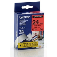 Brother TZ451 24mm X 8m Black on Red TZ-451 P-Touch - each 