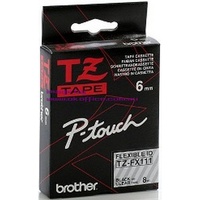 Brother TZFX111 6mm X 8m Black on Clear TZ-FX111 P-Touch - each 