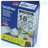 Brother TZFX141 18mm X 8m Black on Clear TZ-FX141 P-Touch