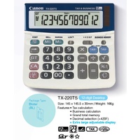 Calculator 12 digit Canon TX-220TS Desktop TX220 Solar & Battery