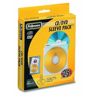 CD DVD Holder Sleeves Fellowes 90661 - pack 25 dvds cds wallets