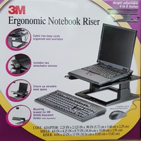 Laptop Riser Notebook Computer Stand 3M LX500 Black Height adjustable 10cm to 15cm 70071166006 
