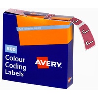 Labels Side Tab Letter J box 500 Avery 43210 25x38mm Colour Coding