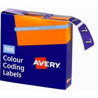 Labels Side Tab NUMBER #7 box 500 Avery 43247 25x38mm Colour Coding