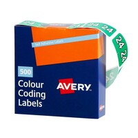 Labels Side Tab  Year 24 Box 500 Avery 43274 25x38mm Colour Coding 2024 Green