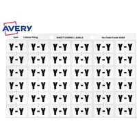 Labels Side Tab Letter Y box 180 Avery 43325 25x38mm Colour Coding