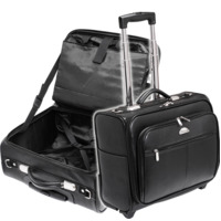 Pilots Case Computer Bag with Trolley Wheels and Retractable Handle BLACK WS-63-BLACK Waterville