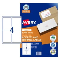 Labels  4up InkJet J8169 White Avery 936087 box 50 Permanent 99.1 x 139 mm 936087 WAS 936037 