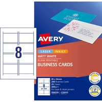 Business Cards 85x54 Matt Avery 936220 C32015 200 cards 25 sheets Laser Inkjet 8up 260gsm