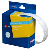 Label Avery Dots 14mm White 937200 1200 Removable in Dispenser pack