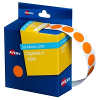 Label Avery Dots 14mm Orange 937240 1050 Removable in Dispenser pack