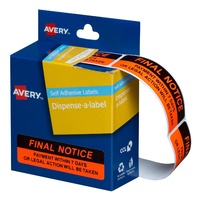 Label dispenser box message Final Notice 19x64mm Avery 937260