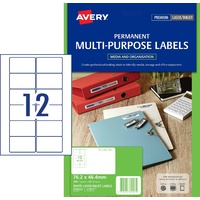 Labels 12up Laser 959023 76.2x46.4 mm L7671 permanent Avery 959023 box 25 sheets