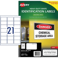 Labels 21up Laser L7060 Heavy Duty WHITE 959064 Avery pack 25 Laser Extra Strong Permanent