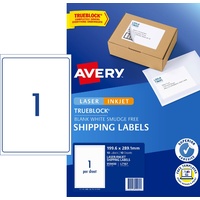 Labels  1up Laser Inkjet L7167 Avery 959400 box 10 Internet Shipping 199.6x289.1mm Trueblock Permanent White