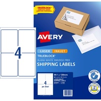 Labels  4up Internet Shipping Label 959402 Pack 10 Avery White Trueblock 99.1 x 139mm