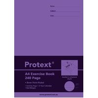 Exercise Books A4 8mm Ruled 240 Page Pack 30 red margin Protext NB5035