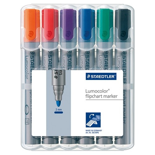 Flipchart Markers Staedtler 356WP6 Bullet Point Wallet 6 ideal for use on paper as ink does not bleed through