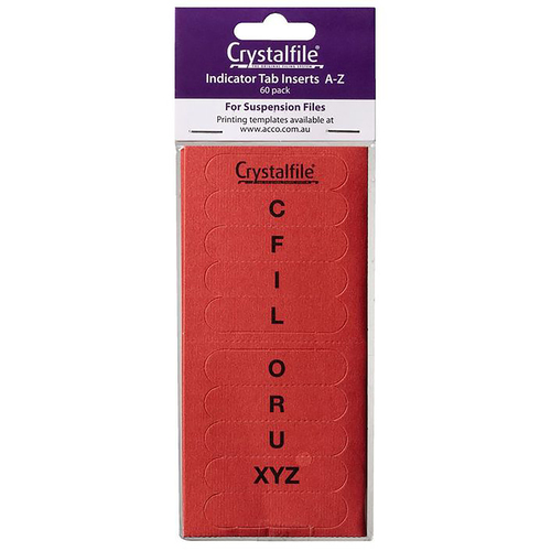 Suspension File Crystalfile Index Tabs ROUNDED AZ Red 111541C Pack 60