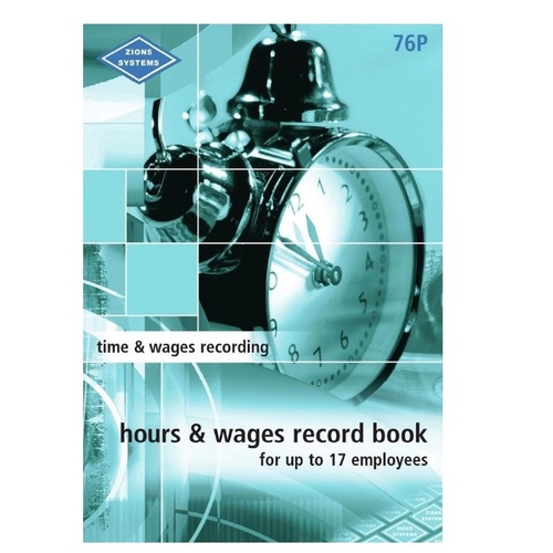 Pocket Hours and Wages Record Book Small Zions 76P - each 